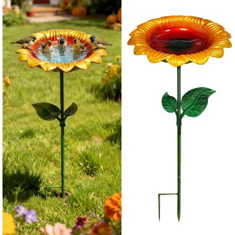 Bain d’oiseaux sur pied en métal, abreuvoir extérieur pour jardin, patio et pelouse (1/5)