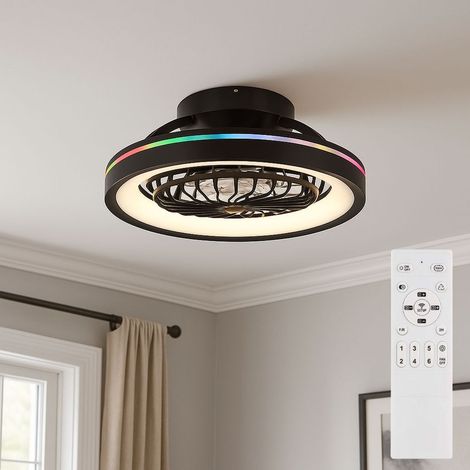 Deckenlampe Ventilator Raumlüfter Kühler Wohnzimmerleuchte, CCT 2700-6500K RGB LED Fernbedienung dimmbar Memory-Funktion Timer Nachtlicht, D 48 cm