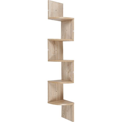 Etagère Murale Unité, Etagère de Coin Meuble, Etagère Meuble d'Angle Etagère Suspendue Etagère d'Angle Murale,couleur: Chêne (1/5)