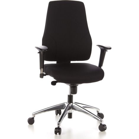 Bürostuhl / Drehstuhl PRO-TEC 200 Stoff schwarz Alu poliert hjh OFFICE