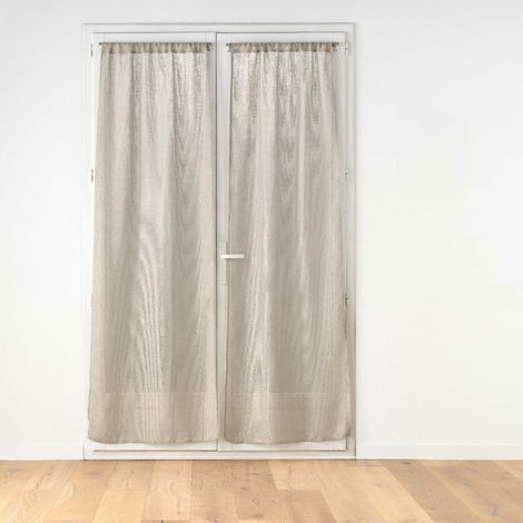Paire de Grands Rideaux - Effet Lin Marron Brun 70x240 cm (1/3)