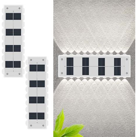 Unités Luminaire Solaire Murale - LED Décoration Extérieure Haut de Gamme Lumière Étanche pour Villa/Jardin Paysager 2 20 IP65 Blanche (1/5)