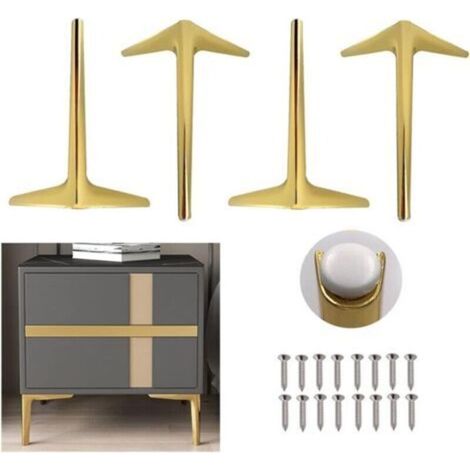 Metallmöbelbeine, dreieckige Möbelbeine, DIY-Tischbeine, moderne Metallsofabeine, geeignet für Sofa, Kleiderschrank, Bett, Tisch, Stuhl, 4er-Set (gold 18 cm)