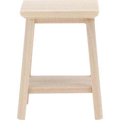 Maquette de mini-meuble à monter soi-même pour la décoration : 1 tabouret en bois kaki (1/5)