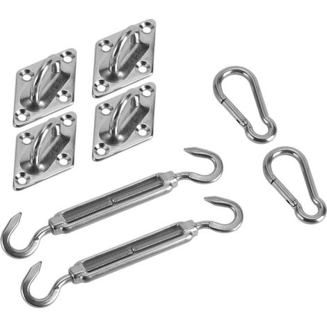 Set di 8 accessori per l'installazione di vele ombreggianti – acciaio inox argento – kit di montaggio