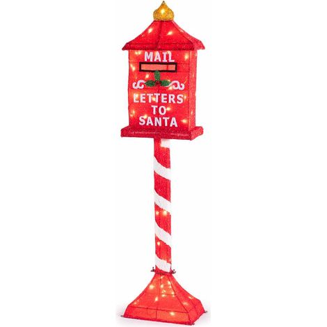 Cassetta delle lettere di Babbo Natale Letters To Santa con anima in metallo e luci LED, cm 30 x 18 x 130 H