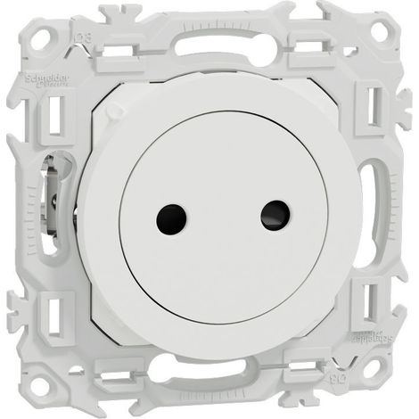 Prise de courant - 2P - Affleurante - Bornes automatiques - Odace 2025 - S925033 - Schneider - Blanc craie (1/3)