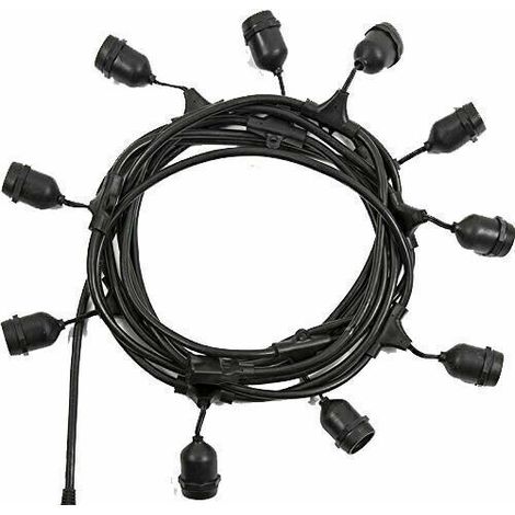 CATENA stagna gomma STRINGA 10 metri 10 attacchi e27 CORDONIERA luce LED IMPERMEABILE IP54 (1/5)
