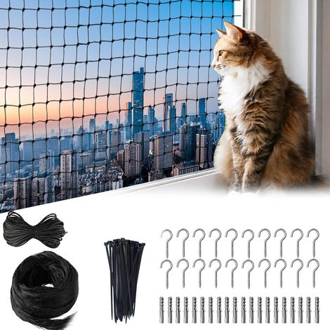 Filet Chat Balcon, 8x3m Filet de Protection pour Oiseaux, Filet de Protection Chat, Filet Balcon Chat Transparent, Protection Fenetre Chat Sans Percer, Filet Anti Pigeon, pour Terrasses, Fenêtres (1/5)
