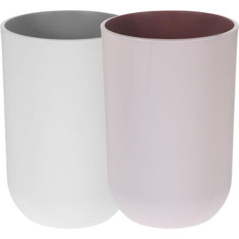 Lot de 2 gobelets réutilisables pour brosse à dents , salle bain et voyages , utilisables comme bouc