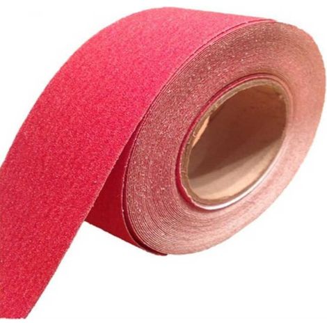 Nastro adesivo antiscivolo rosso per pavimenti e scale Larghezza - 25mm x 18,3MT (1/5)