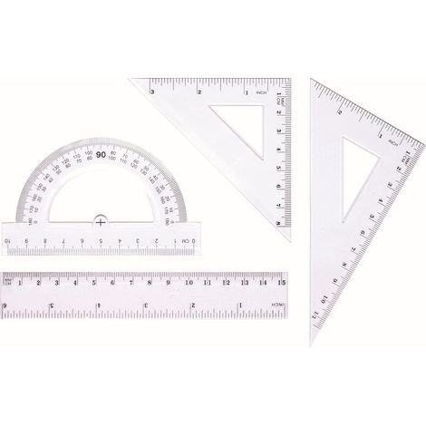 Juego geométrico con regla de 15 cm.