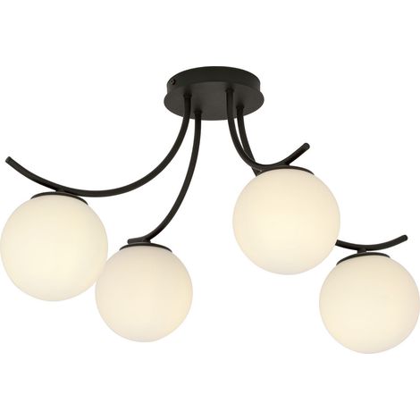 Emibig Plafoniera Boston 4 luci E14 nero opale 70cm