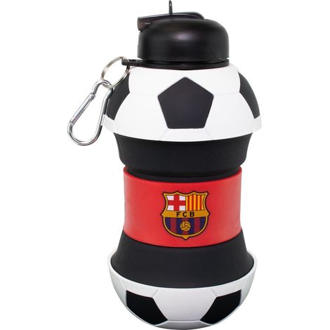 Zusammenfaltbare FC Barcelona Silikon-Trinkflasche im Fußball-Design – Großes Fassungsvermögen (ca. 530 ml) – BPA-frei – Mit Karabinerhaken (1/4)