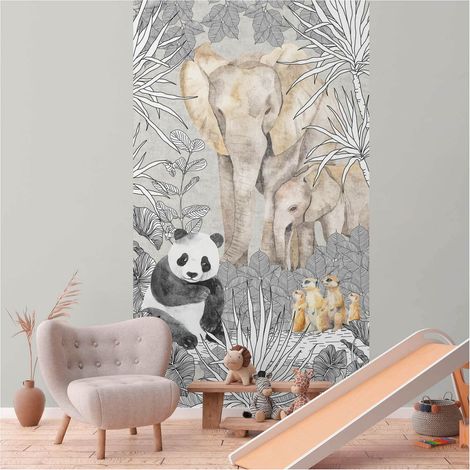 Photo wallpaper wall Profhome 770701 non-woven wallpaper smooth with pattern for kids matt grey beige black cream 1,59 m x 2,8 m (1/5)