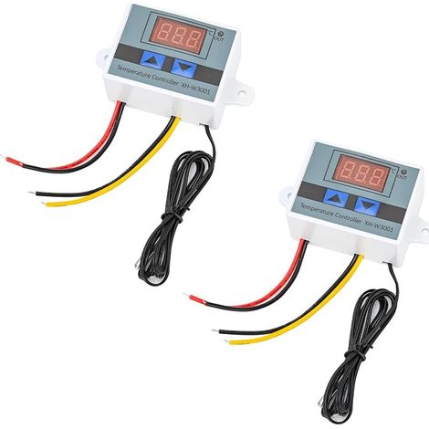 Lot de 2 modules de régulateur de température numérique LED avec sonde étanche, thermostat de chauffage/refroidissement programmable (12 V, 10 A, 120 W) (1/5)