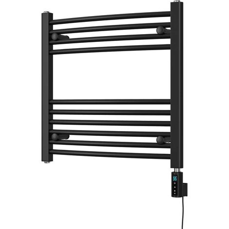 Zennor - Black Electric Towel Rail H600mm x W600mm Curved 300w Thermostatic WIFI (1/3)