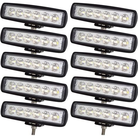 10 Projecteur Led 6 Pouces 18W, 12V 24V Blanc 6000K Phare Travail Aluminium, Pour Camion Tracteur 4x4 (1/5)