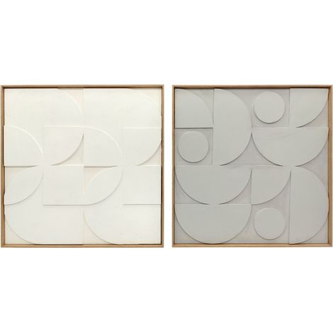 Décoration murale 3D géométrique 2 pièces en bois blanc, relief moderne pour salon, couloir ou entrée, effet galerie, prête à suspendre  CHICFURN (1/5)