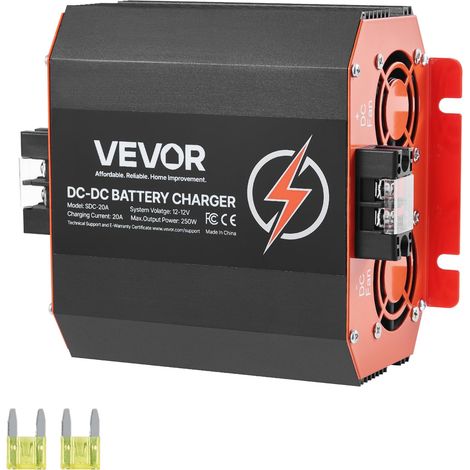 VEVOR Caricabatterie 12V 30A DC/DC, 375W, Caricabatteria di Bordo per Batterie al Piombo, al Litio, AGM, GEL e Allagate, Ricarica Intelligente, per Camper, Veicoli Commerciali, Barche (1/5)