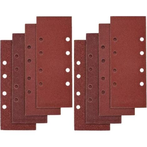 40 PCS Papier de Verre, 93 x 185mm Feuilles Abrasives pour Ponceuse Vibrante 8 Trous Assorted P40, P60, P80, P100 Grit (1/4)