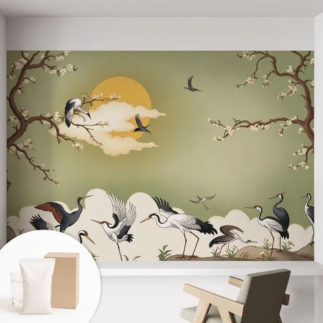 Papier peint intissé mural avec imprimé motifs décoratifs - style contemporain - Colle incluse gratuite Nature élégante 152x104 cm (1/5)