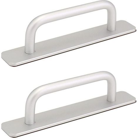 2 Pièces Poignée de Porte de Grange Coulissante, Traction de Poignée de Porte Coulissante avec Plaque Acier Inox pour Portes de Grange Armoire Placard - 160MM (1/4)