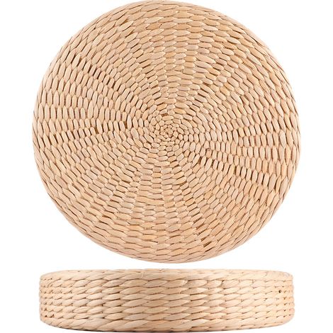 Coussin de jardinage japonais en paille tressée, tatami rond épais, coussin de méditation artisanal en quenouilles. Remarques : Veuillez inclure un sachet hermétique et un sachet déshydratant. (1/5)