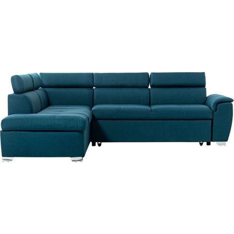 Canapé d'Angle Gauche Convertible "Gino" 261cm Bleu (1/5)