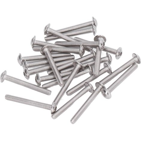 Kit de 50 vis à tête bombée M4 x 30mm en acier inoxydable A2-70, pour fixation robuste (1/5)