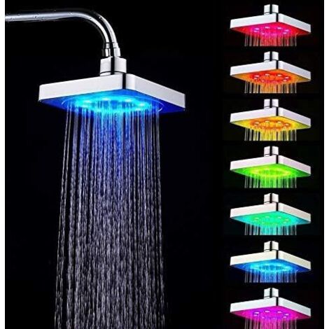 Pommeau de Douche Led Carre - Kit pommeaux de douche Pommeaux de douche Square Home, salle de bains avec lumière romantique à 7 couleurs (1/5)