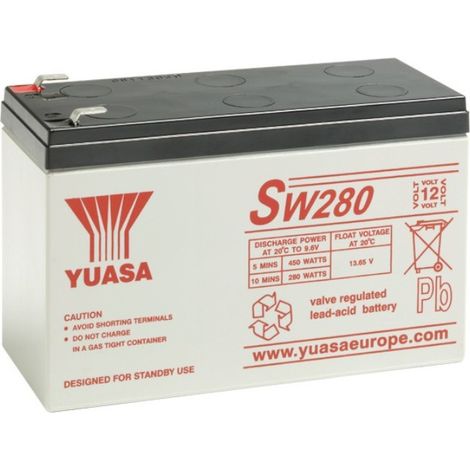 Batteria al piombo ermetica 12V 7Ah con faston 6,35mm - Yuasa SW280