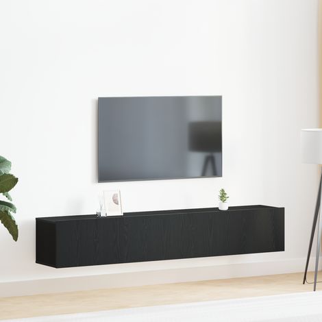 vidaXL Set mobile TV 2 pcs Rovere Nero Legno multistrato (1/5)