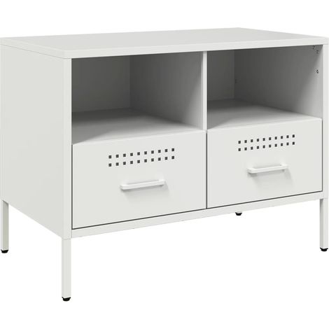 Mobile TV multimediale scaffale per televisione televisione buffet sala da pranzo soggiorno camera da letto 68 x 39 x 50,5 cm acciaio bianco 020026155