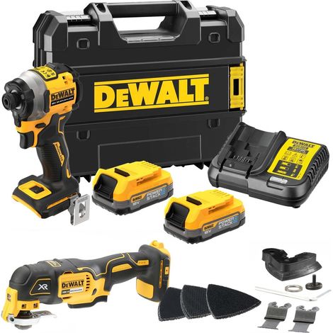 Dewalt DCF850E2T 18v XR Brushless Powerstack Impact Driver + DCS355N Multi Tool (1/5)
