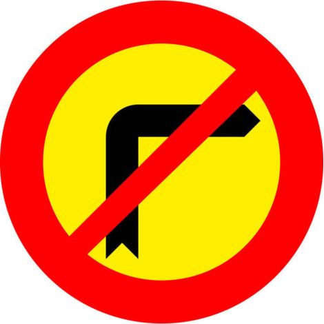 Señal reflectante de Giro a la derecha prohibido para obras SEKURECO 90 cm (1/3)