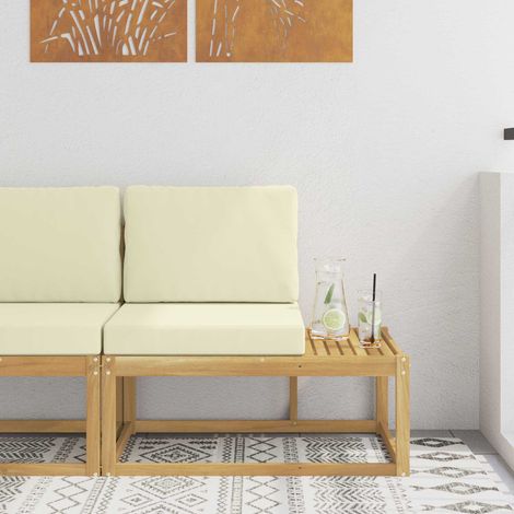 vidaXL Canapé d'extérieur en bout avec coussin Blanc 91 x 63 x 73 cm