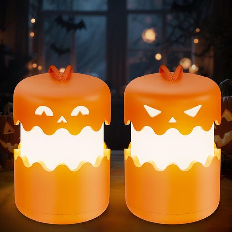 Lanterne citrouille d'Halloween rechargeable, lanterne Jack-o'-lantern pliable Lanterne citrouille à piles avec cordelette de suspension - Décoration de fête d'Halloween, lanterne citrouille lumineus (1/5)