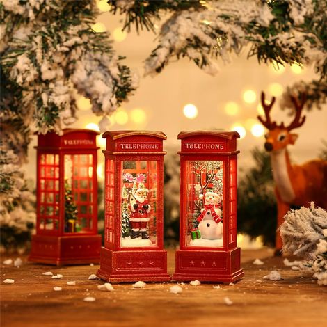 decorazioni natalizie: pupazzo di neve, cabina telefonica di Babbo Natale, decorazioni per feste di Natale, decorazioni natalizie, regali di Natale (1/4)