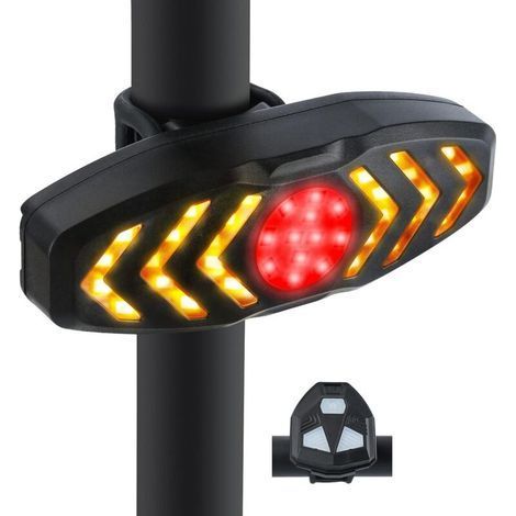 Fahrradrücklicht mit Blink- und Soundeffekten, USB-aufladbar, kabellose Fernbedienung, einfache Montage, für Roller, Rennräder und Mountainbikes, gut sichtbar bei Tag und Nacht (longzim) (1/5)