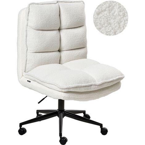 Silla ejecutiva de oficina asiento inclinable acolchado grueso bouclé blanco Addison (1/5)