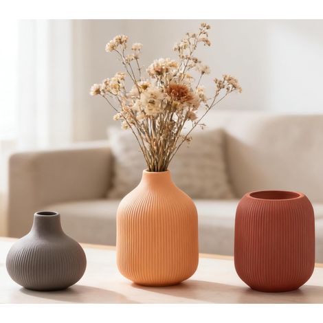 Lot Vase Céramique, Multicolore Décoratif Vases, Decoration Maison Moderne pour Salon (15 Brun rougeâtre/Orange/Gris) (1/5)