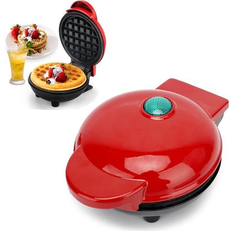 Mini gaufrier rond 350W – Plaques antiadhésives – Compact et léger – Pour gaufres, crêpes et snacks (1/5)