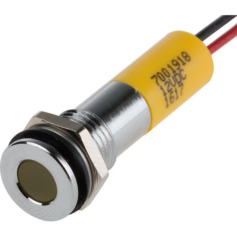 Voyant LED lumineux  Jaune RS PRO, dia. 8mm, 12V c.c., IP67 ( Prix pour 1 )