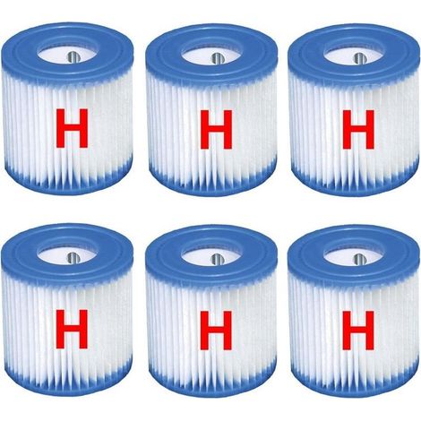 Compatible avec les filtres de piscine Intex (lot de 6) - Cartouche de type H pour pompe de remplacement (références 29007/29008yu).-AquaForge