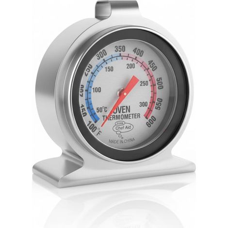 Thermomètre de four en acier inoxydable (50-300 °C) avec cadran analogique lisible — À poser ou à suspendre — Contrôle précis de la température pour la pâtisserie, le pain et les rôtis. (1/5)