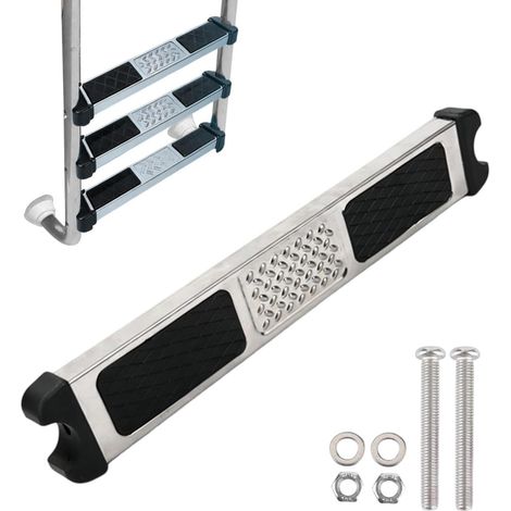 Marches de piscine - Lot de 2 - Acier inoxydable antidérapant - Support 136 kg - Pour villa et hôtel - Largeur 4,8 cm (1/5)