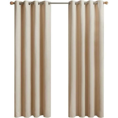 Bardusch - Rideau Thermique Isolant Anti Froid,130 x 160cm (Largeur x Hauteur), Rideaux pour Chambre, à Oeillets,Beige Clair,2 Pièces (1/4)