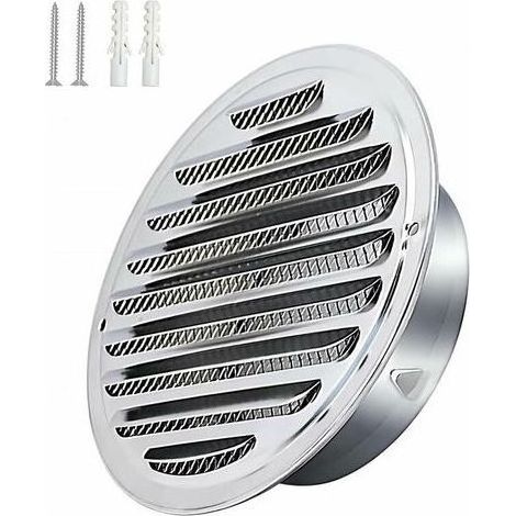 pair Acier Inoxydable Rond Grille de Ventilation de Tuyau D'échappement 150mm, Capot de Sortie D'air, Grille D'évacuation D'air Ronde, Hotte de Désenfumage Avec Moustiquaire- (1/4)