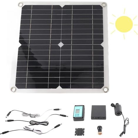 Pompe de fontaine à eau solaire et kit de panneau solaire Kit de pompe à eau solaire 50 W Panneau solaire 22 W Pompe de fontaine à eau avec boîtier de batterie Contrôleur (1/5)